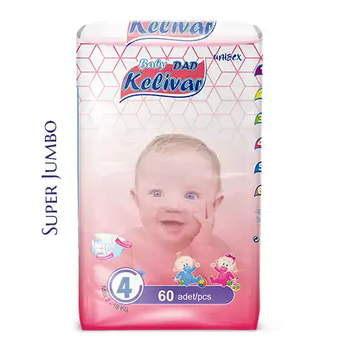 baby diapers Kelivar brand large size 60 pcs super jumbo packaging high absorbency leak protection bulk manufacturer