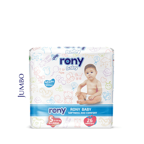Baby diapers Rony brand x-large 26 pcs jumbo packaging high absorbency leak protection bulk manufacturer