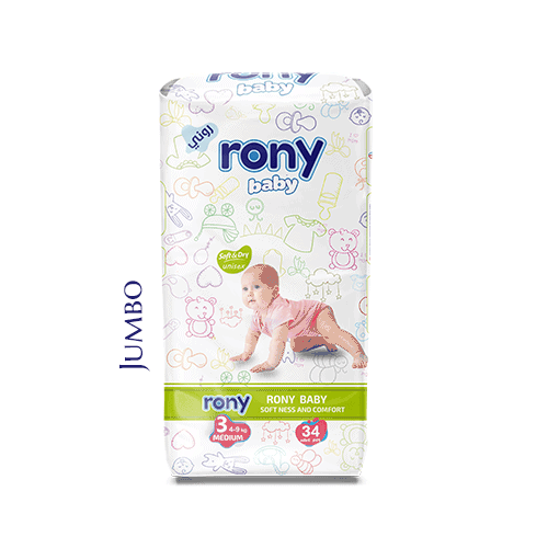 Baby diapers Rony brand medium 34 pcs jumbo packaging high absorbency leak protection bulk manufacturer