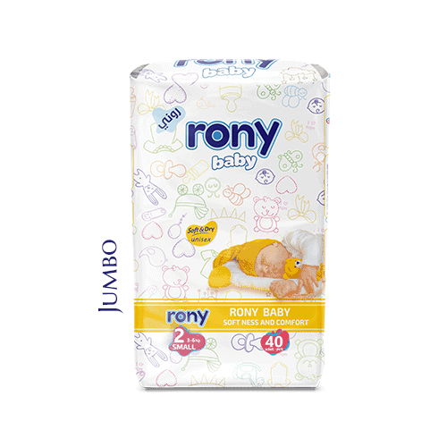Baby diapers Rony brand small 40 pcs jumbo packaging high absorbency leak protection bulk manufacturer