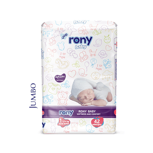 Baby diapers Rony brand newborn 42 pcs jumbo packaging high absorbency leak protection bulk manufacturer
