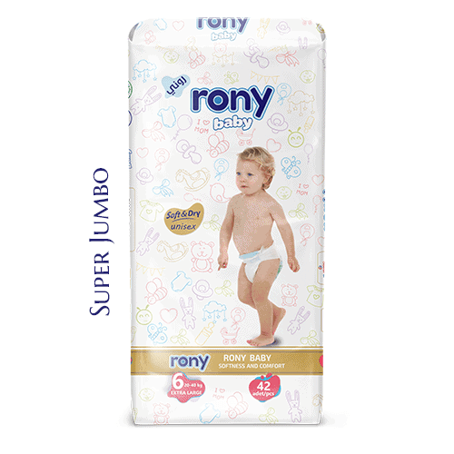 Baby diapers Rony brand extra large size 42 pcs super jumbo packaging high absorbency leak protection bulk manufacturer