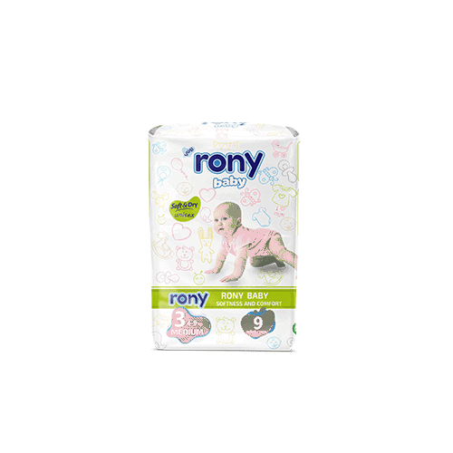 Baby diapers Rony brand medium size 9 pcs mini packaging high absorbency leak protection bulk manufacturer