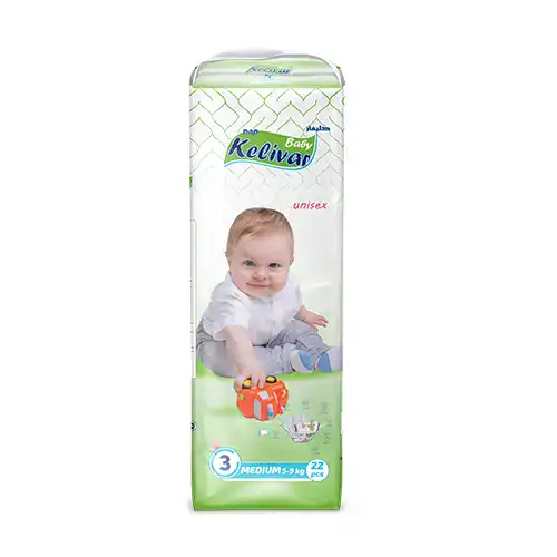 baby diapers Kelivar brand medium size 22 pcs classic packaging high absorbency leak protection bulk manufacturer