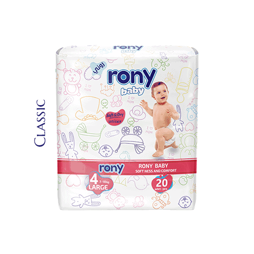 Baby diapers Rony brand large size 20 pcs classic packaging high absorbency leak protection bulk manufacturer