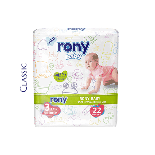 Baby diapers Rony brand medium 22 pcs classic packaging high absorbency leak protection bulk manufacturer