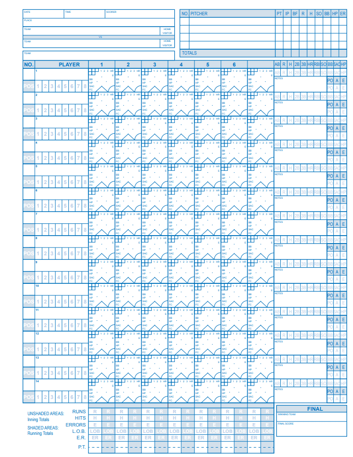 Baseball score sheet