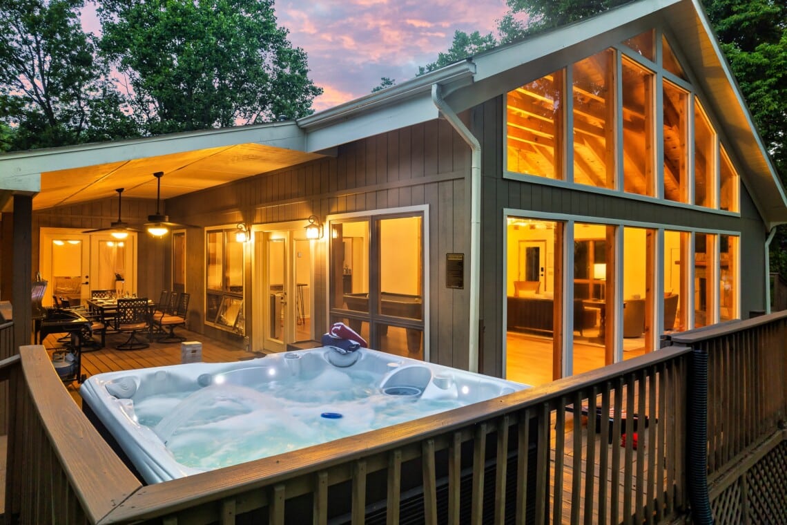 Gather together on the roomy deck for space for everyone.
