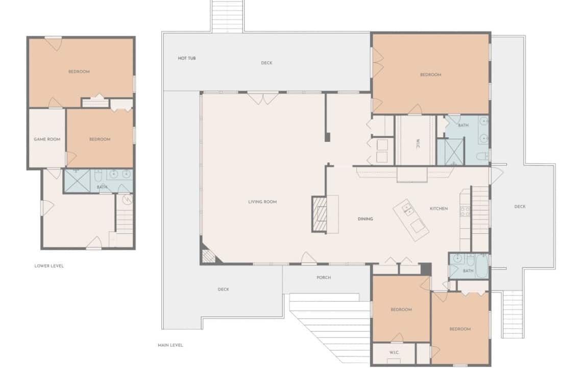 The full chalet layout, for anyone mapping out who sleeps where.