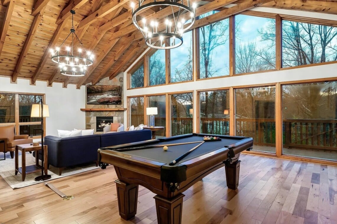 Pool and your favorite shows on the 75 inch TV.