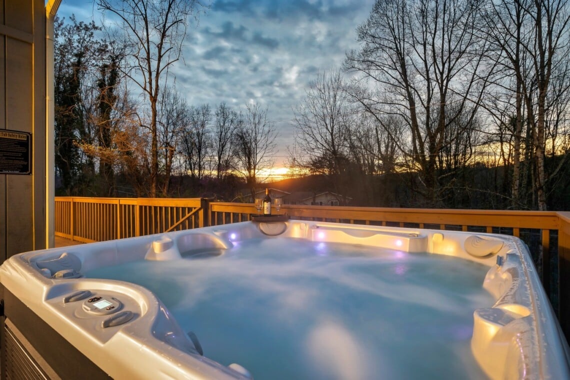 The private hot tub, ready whenever the day's exploring is done.