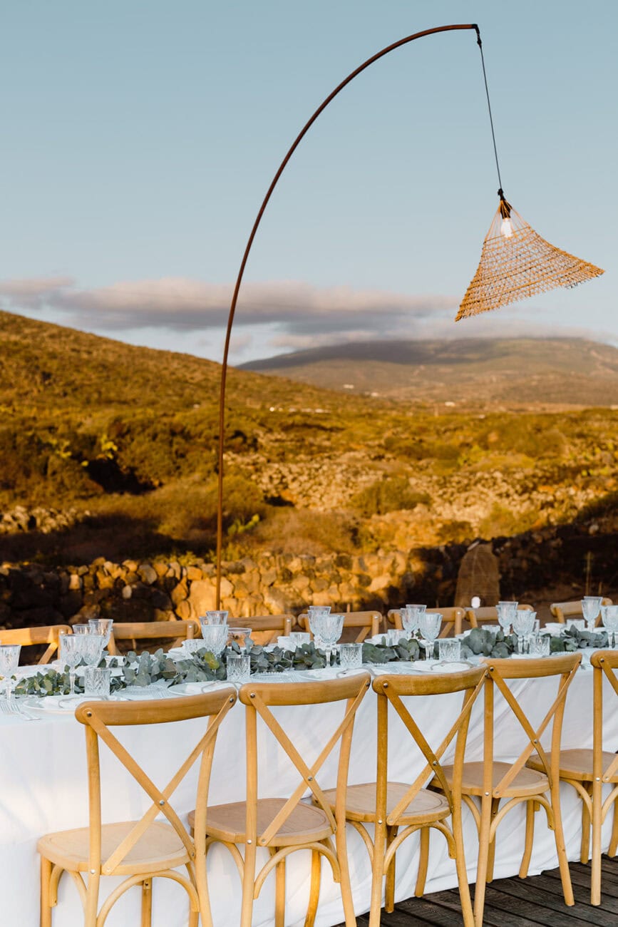 Wedding reception tent at sunset