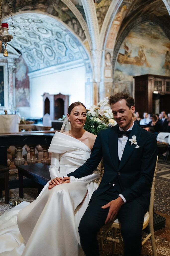 Wedding ceremony details at Villa Morotti overlooking Lake Maggiore area
