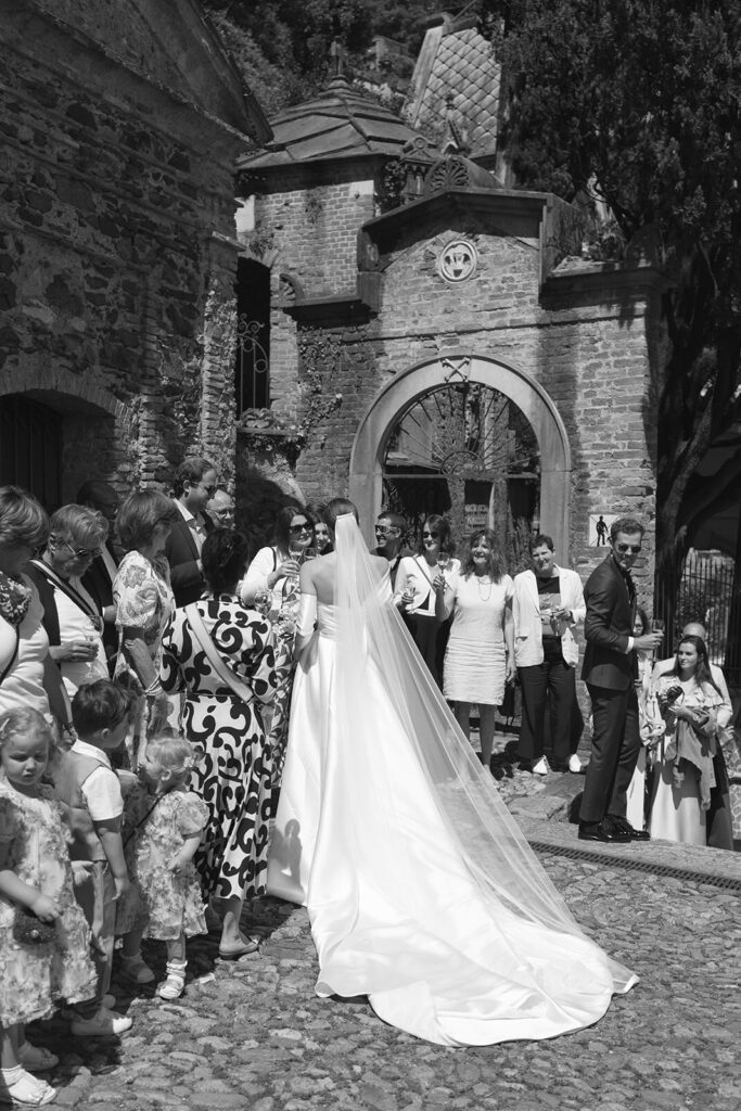 Newlyweds walking through Villa Morotti gardens, Daverio, near Lake Maggiore, Lake Maggiore area