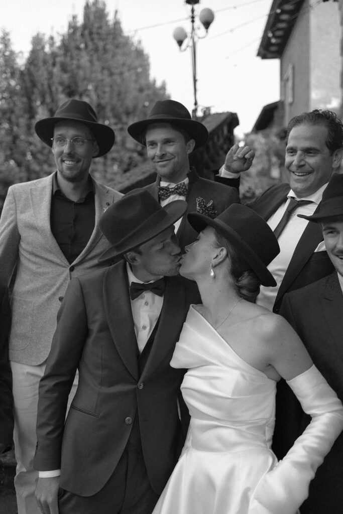 Guests celebrating at Villa Morotti wedding reception, Lake Maggiore area