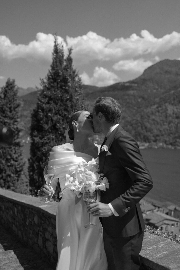 Golden hour wedding portraits on Lake Maggiore area, Daverio, near Lake Maggiore, Italy