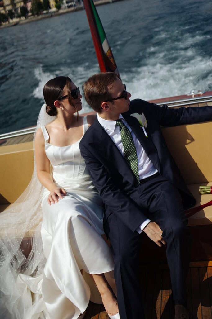 Bride and groom portrait session by Lake Maggiore, Villa Rusconi Clerici
