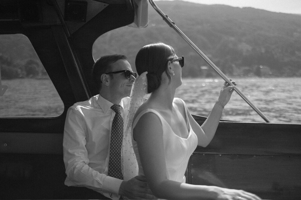 Bride and groom portrait session by Lake Maggiore, Villa Rusconi Clerici