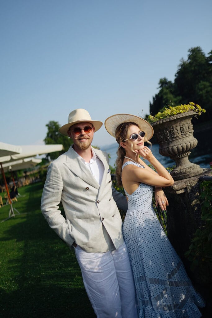 Golden hour wedding portraits on Lake Maggiore, Villa Rusconi Clerici, Italy