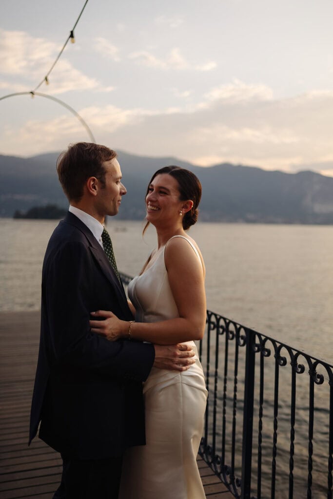 Golden hour wedding portraits on Lake Maggiore, Villa Rusconi Clerici, Italy