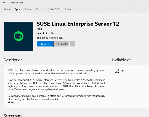 launching WSL on Windows 10