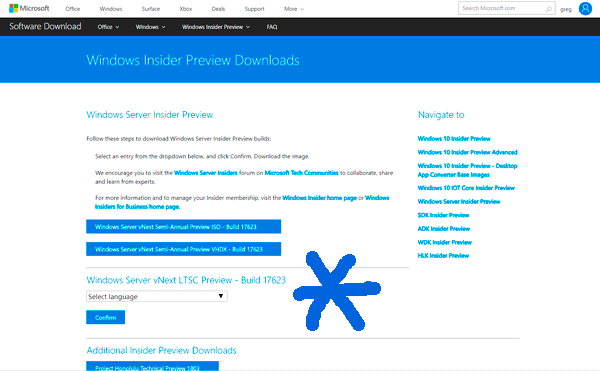 Getting the windows server 2019 preview bits