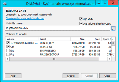 SDDI and SDDC Microsoft disk2vhd