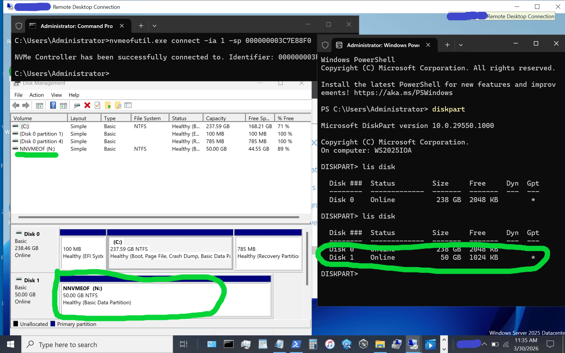 windows server vnext nvmeof host initiator setup