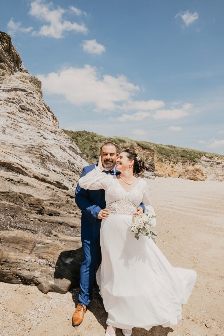 photographe mariage bretagne seance sur la plage avec photographe de mariage à rennes
