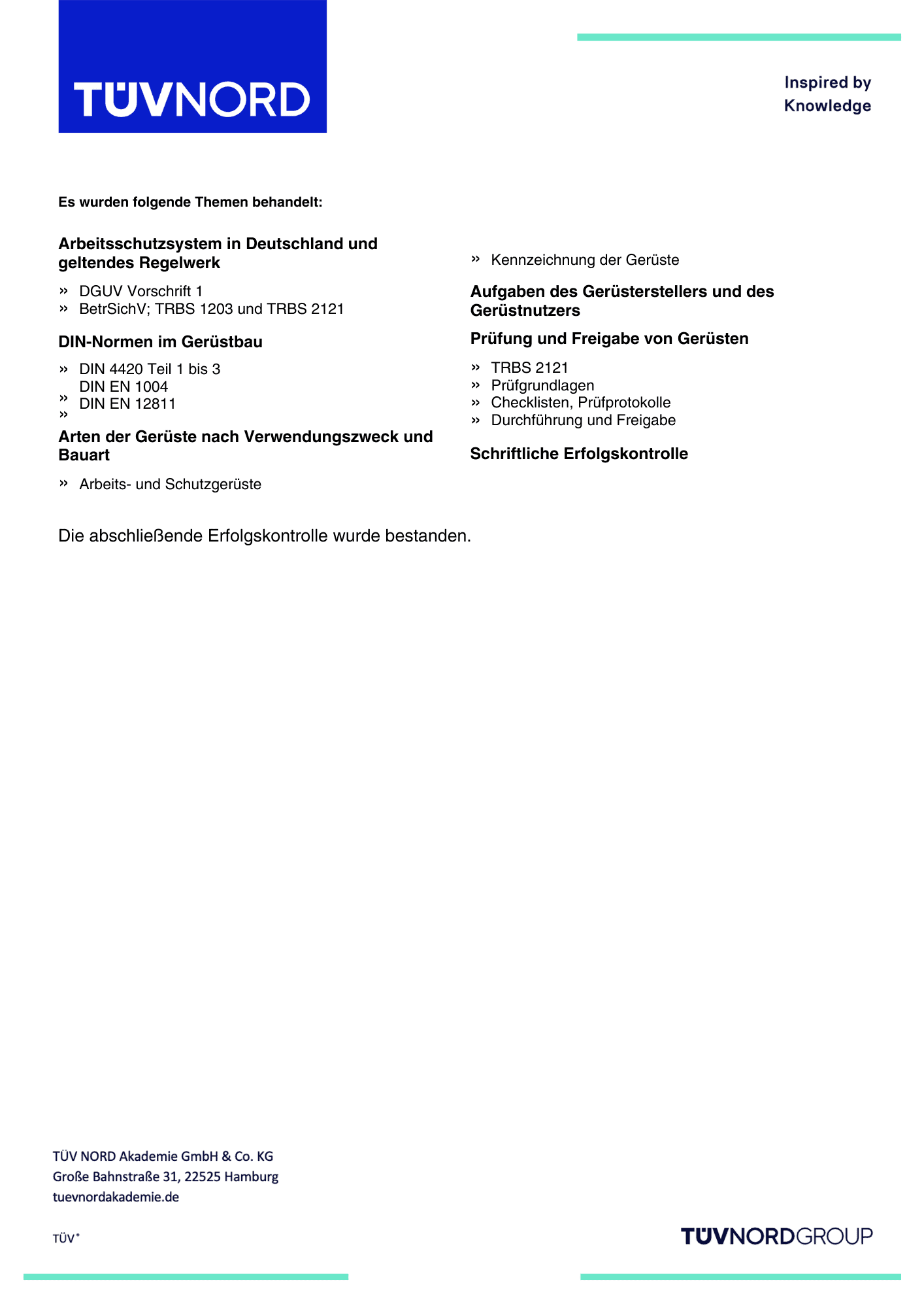 TÜV Nord Gerüstbau Teilnahme Seite 2