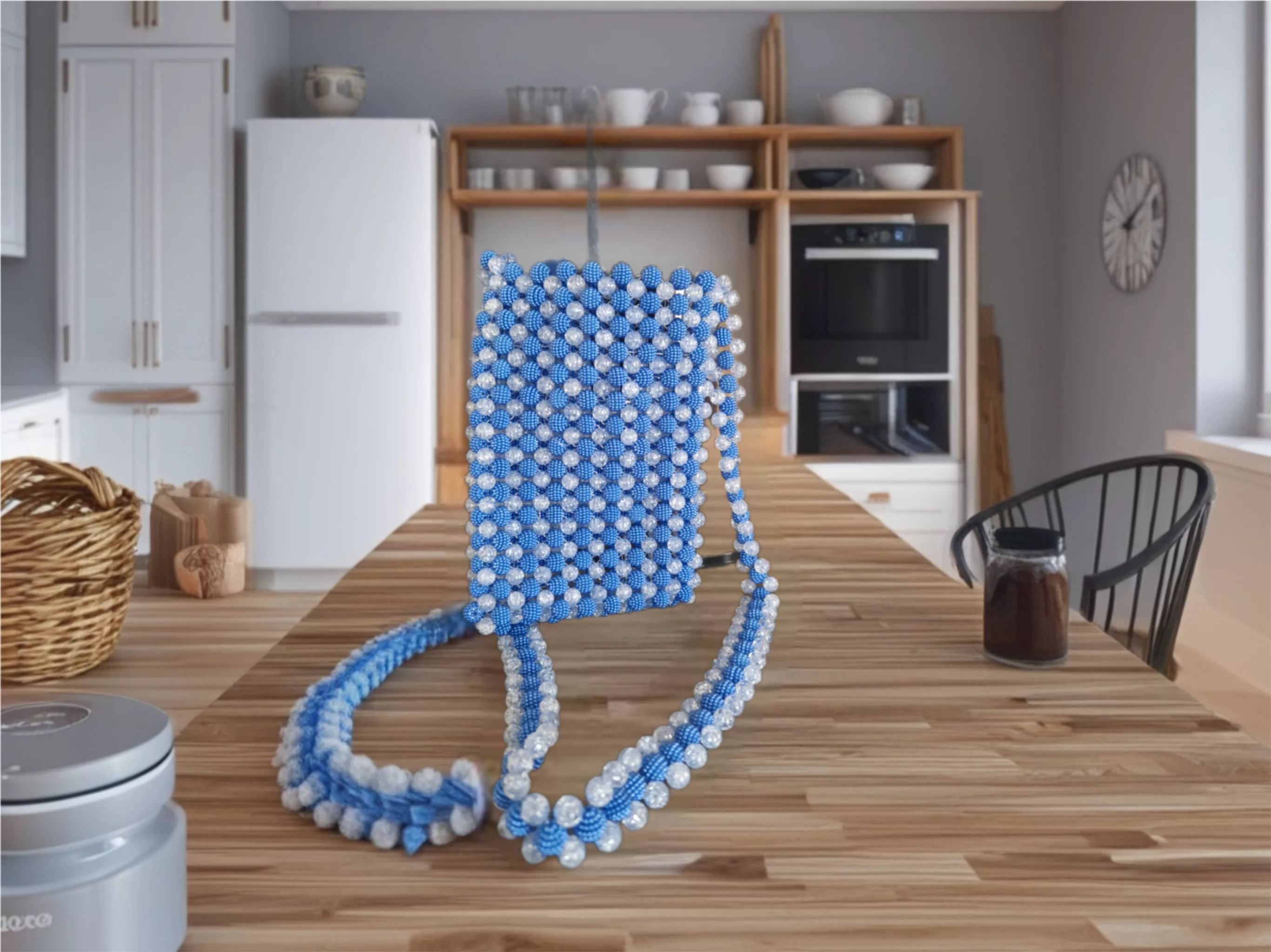 Smartdaschal blau mit transparenten Perlen