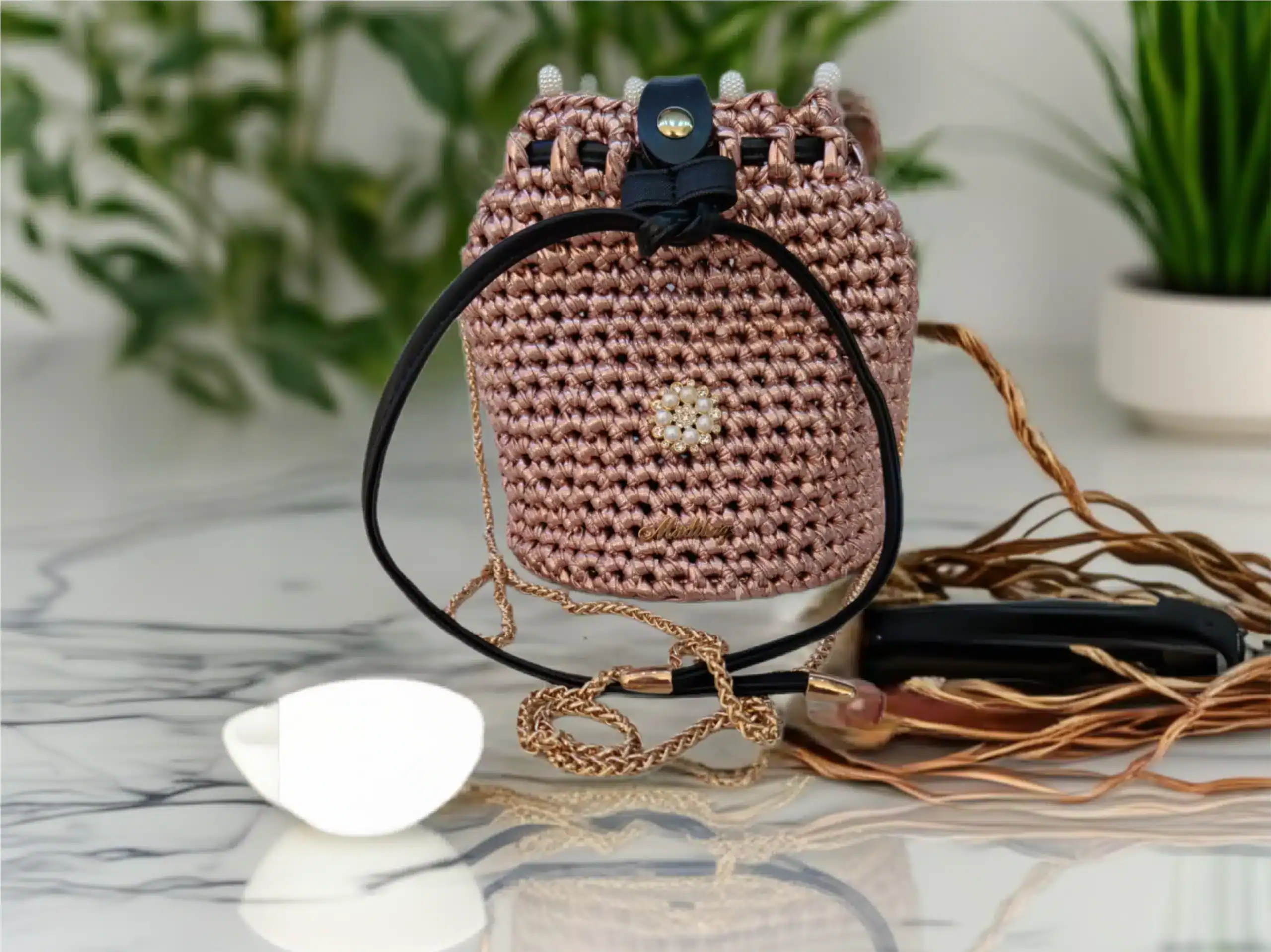 Mädibag-rosefarben-Lederoptik,glänzend