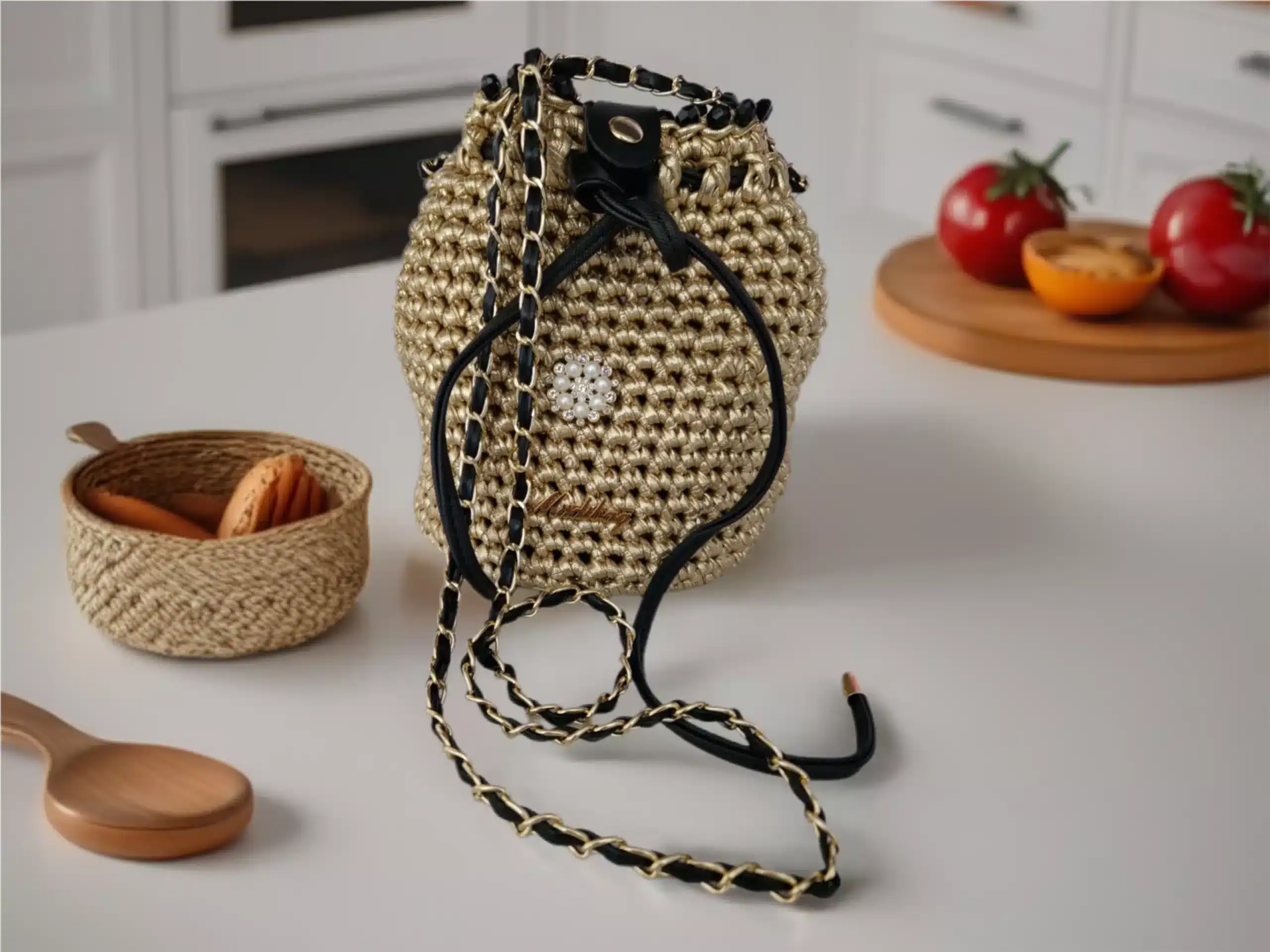 Mädibag-Dirndldaschal-gold-Lederoptik,glänzend