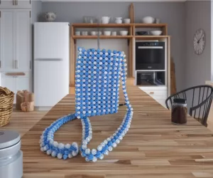 Smartdaschal blau mit transparenten Perlen