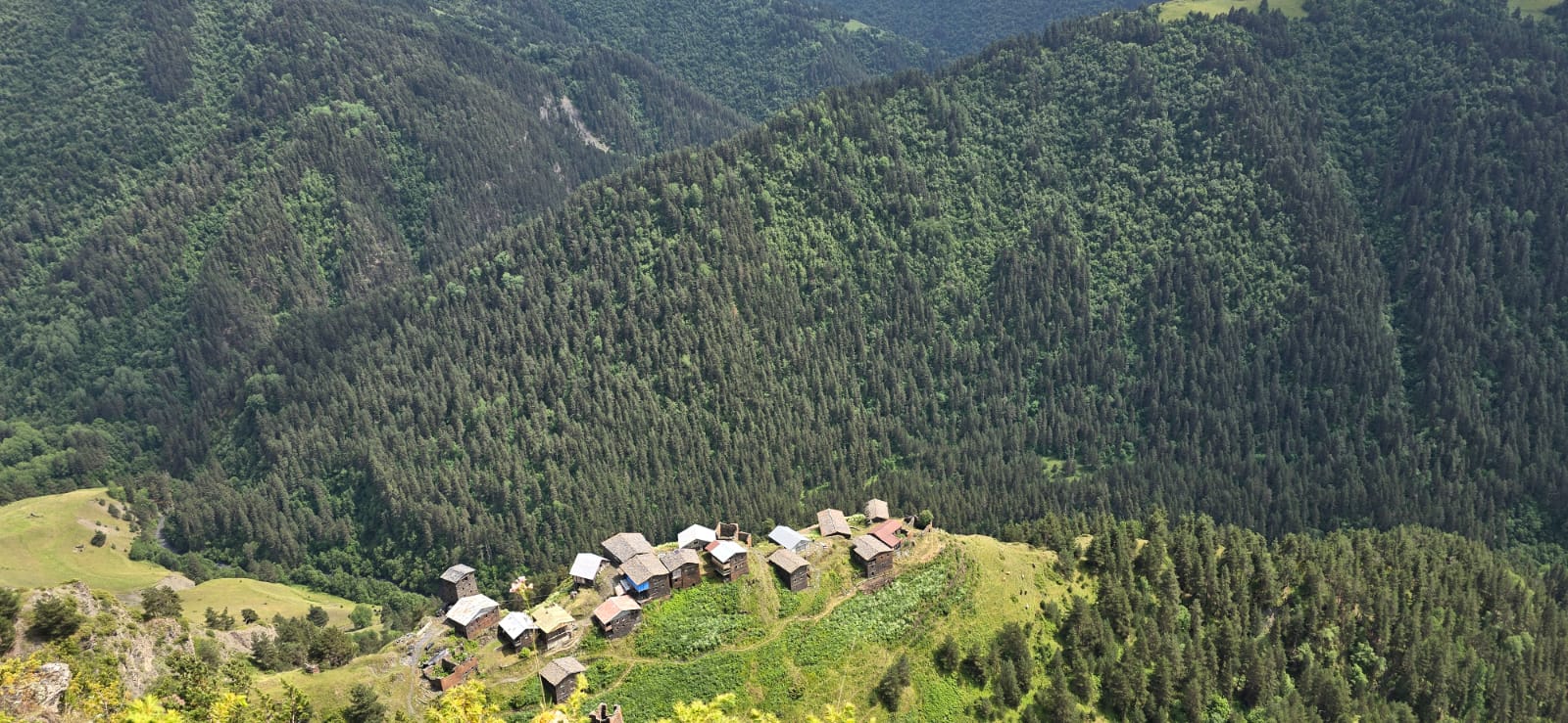 The village of Dochu, built on a rocky ridge