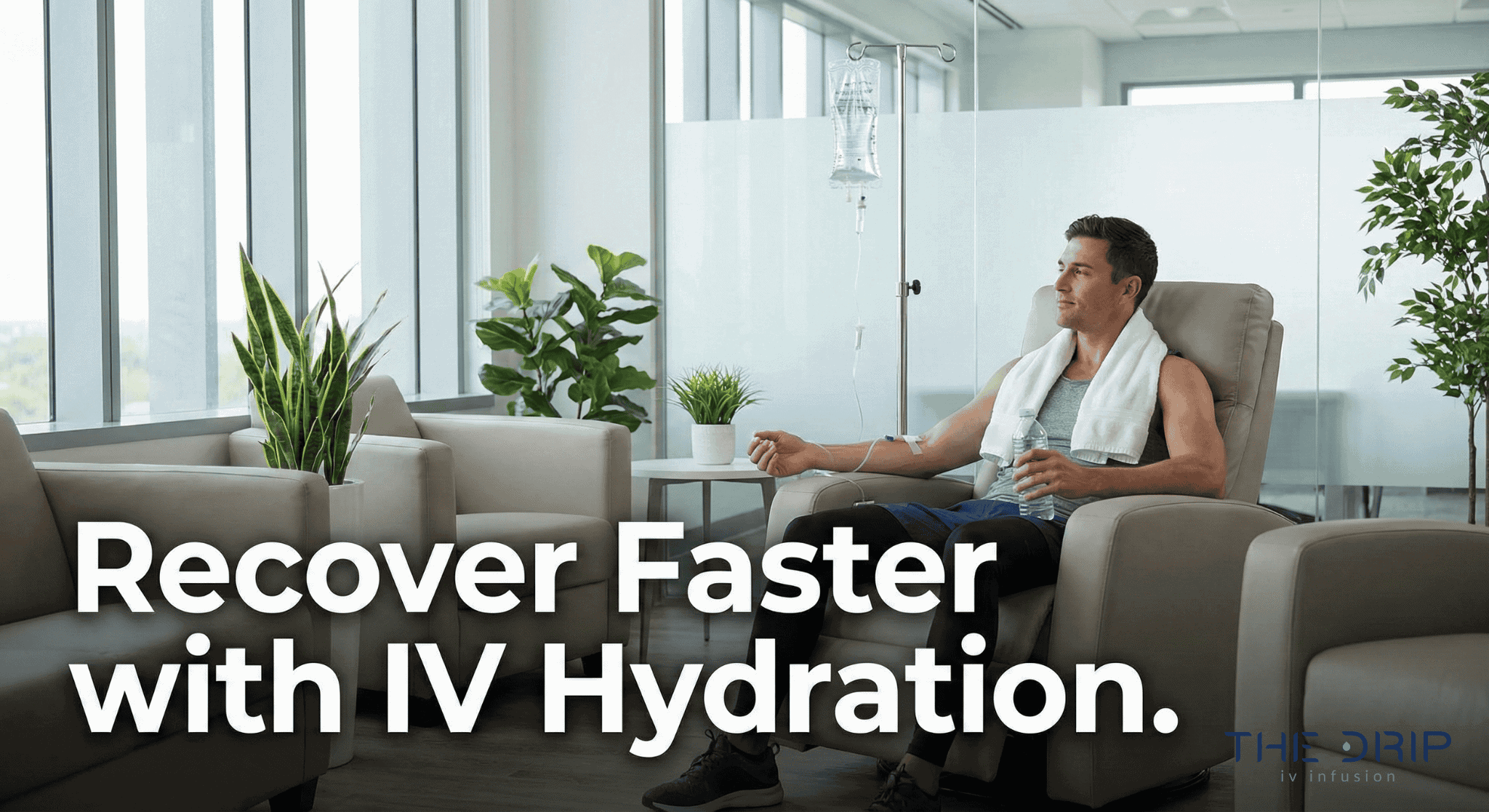 Athlete receiving IV hydration therapy after intense workout
