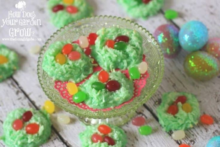 Easter Egg Coconut Nests - These light and fluffy macaroons are filled with colorful jelly beans. These easy cookies are an adorable Easter and spring recipe. Looking for an Easter activity that kids will enjoy assembling and eating? Try these sweet birds nest cookies. They're a snap to make and call for just a few ingredients.