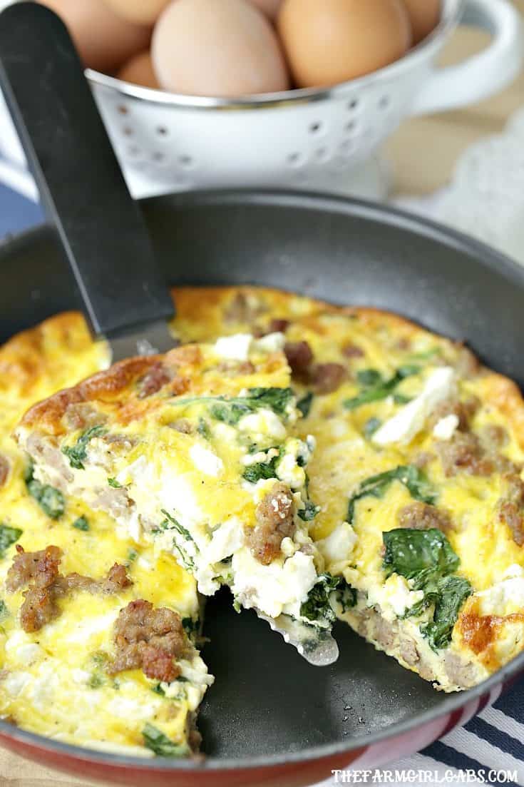 Serve this easy Hatfield Sausage, Spinach & Feta Frittata recipe for your Easter Brunch. #Ad #HatfieldEaster #breakfastrecipe #brunch