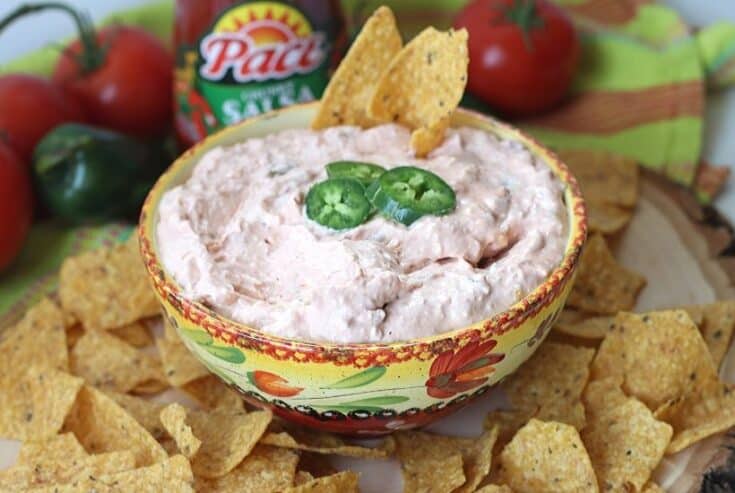 Three cheers for football food! This easy Salsa Dip recipe uses only two ingredients and takes 15 minutes to make…tops! Add this delicious cream cheese dip recipe to your homegating or tailgating menu. It’s the perfect game day recipe your family and friends will enjoy. This easy party dip is the real winner. (Ad) Find @PaceSalsa at @Walmart. #EntertainingWithPace #footballfood #gameday #tailgaterecipe #homegating #easypartyidea