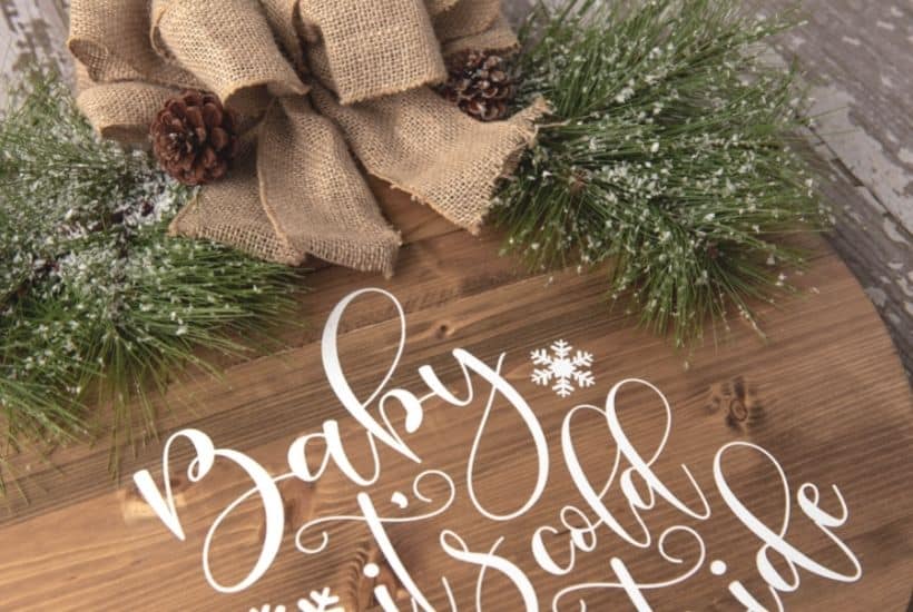 Make a decorative piece to hang in your home with this easy winter craft idea. Make a DIY Farmhouse Winter Door Hanging Sign that will add a special touch to any room in the home. This Christmas Cricut craft is a great project to make. It can be left up long after Christmas is over. Be sure to download the FREE SVG file