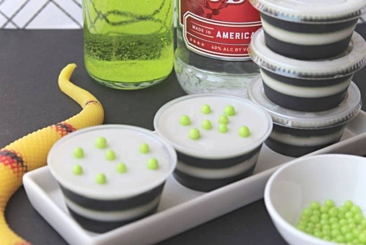 Want a flavorful, fun treat to serve during Halloween? Make these Beetlejuice Jello Shots, perfect for entertaining adult family and friends!