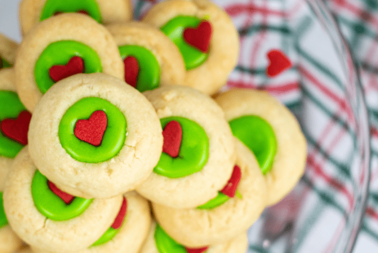 Grinch Thumbprint Cookies