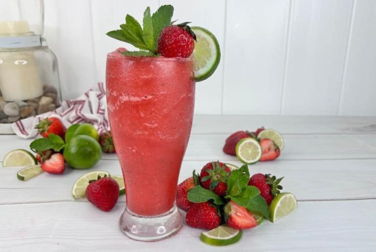 Enjoy this summertime drink that is so good! This frozen Strawberry Mojito is full of flavor and is super easy to make. This easy summer drink recipe is slightly sweet with a zesty punch from adding fresh and flavorful lime juice to the mix.