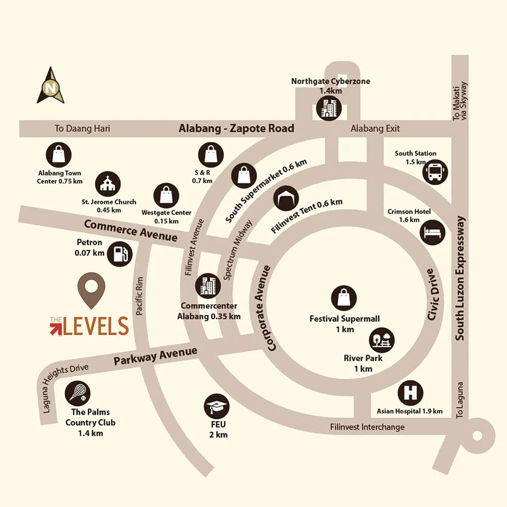 Interactive floor plan map showing unit layouts at The Levels by Filinvest Alabang development