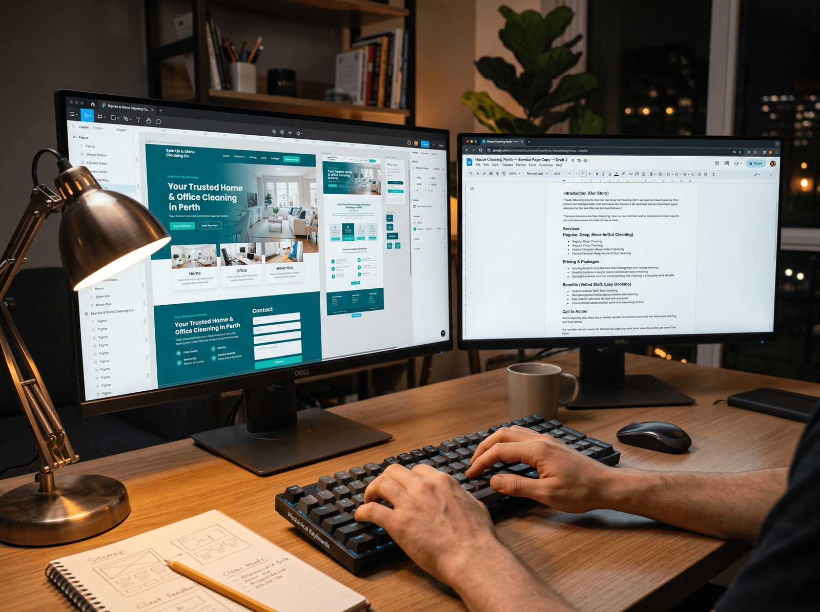 Custom website design for cleaning business showing desktop and mobile mockups