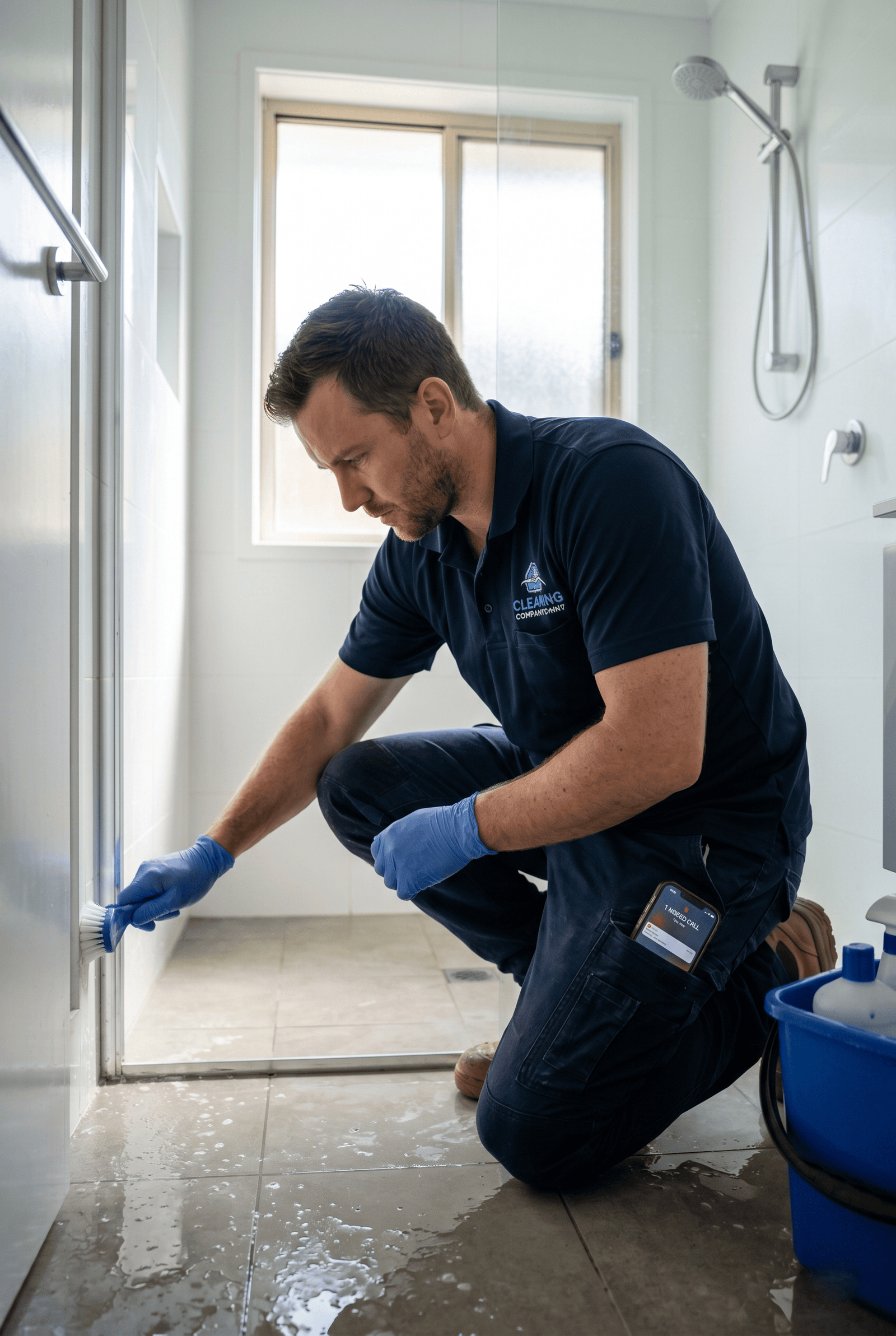 Cleaning business owner on a job, unable to answer incoming lead calls