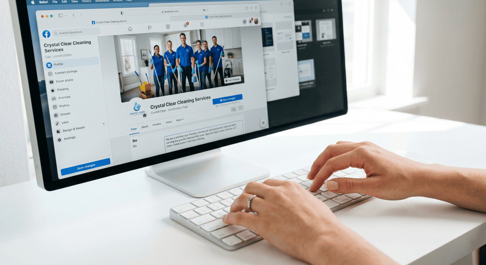 Profile setup and brand design for cleaning company social media
