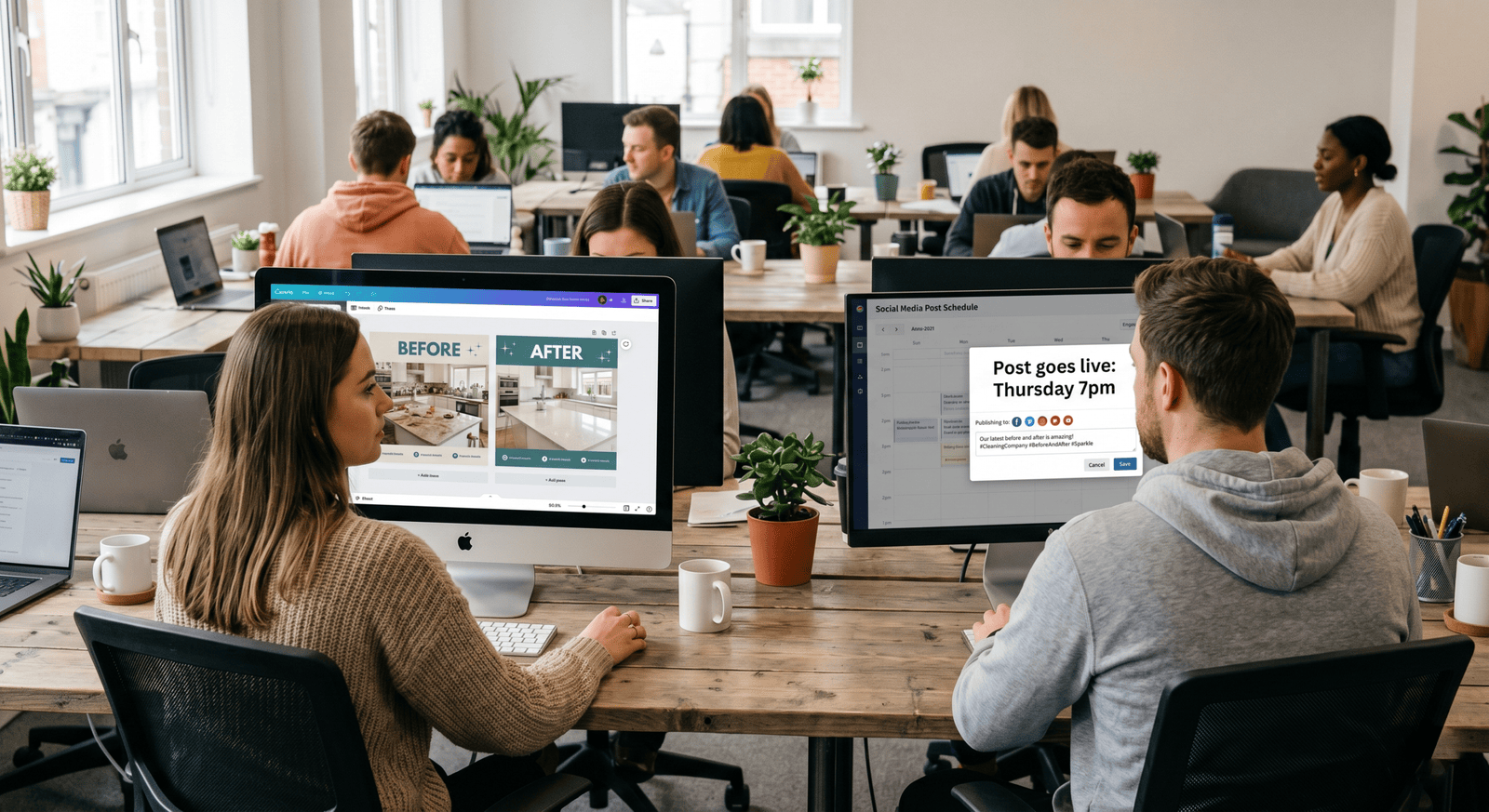 Content creation and posting schedule for cleaning company
