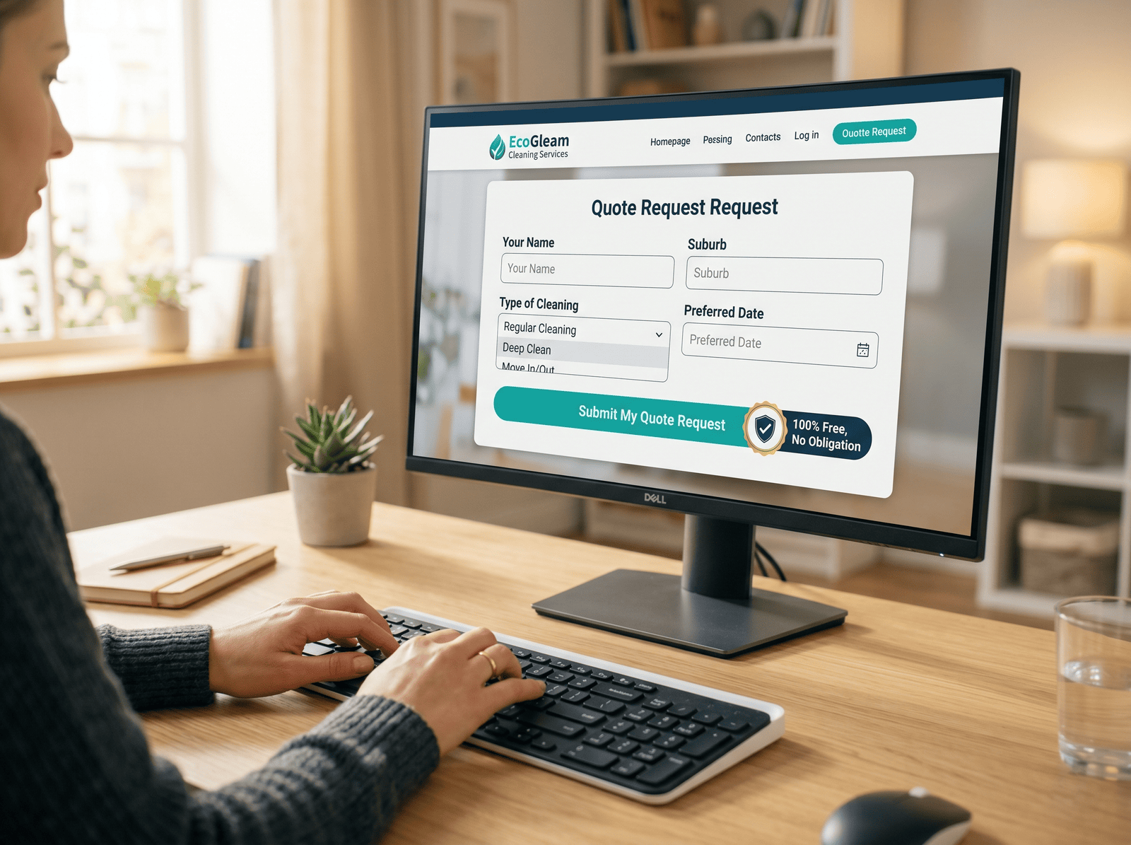 Conversion-optimised quote request form for cleaning website