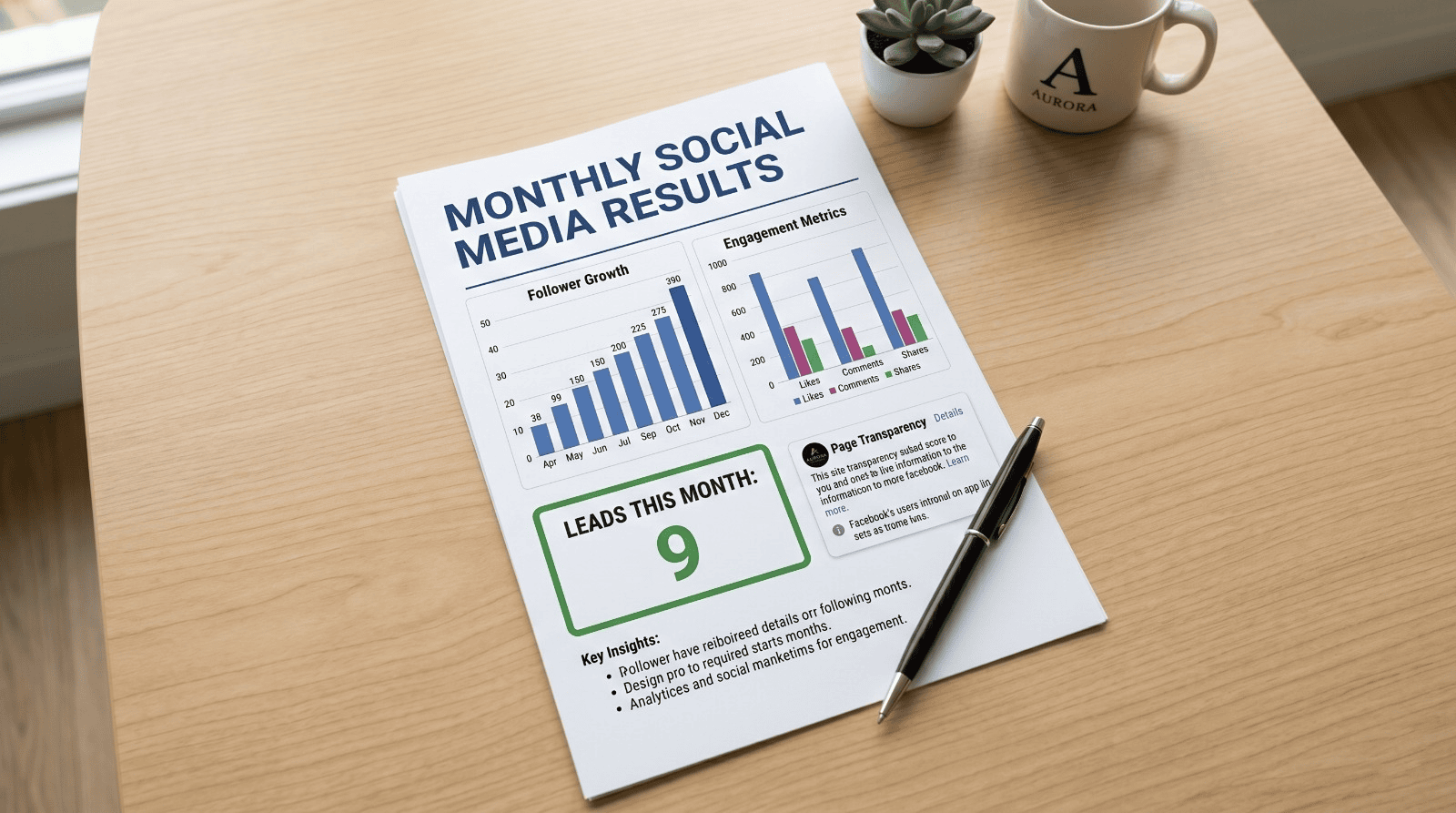 Monthly social media performance reporting for cleaning business